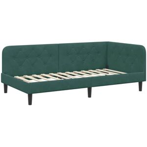 Corner Bed Frame with Headboard Dark Green 90 x 190 cm Velvet vidaXL Corner Bed Frame with Headboard Dark Green 90 x 190 cm Velvet vidaXL