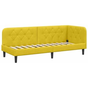 Corner Bed Frame with Headboard Yellow 80 x 200 cm Velvet vidaXL Corner Bed Frame with Headboard Yellow 80 x 200 cm Velvet vidaXL