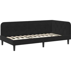 Corner Bed Frame with Headboard Black 90 x 200 cm Velvet vidaXL Corner Bed Frame with Headboard Black 90 x 200 cm Velvet vidaXL