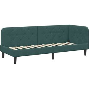 Corner Bed Frame with Headboard Dark Green 80 x 200 cm Velvet vidaXL Corner Bed Frame with Headboard Dark Green 80 x 200 cm Velvet vidaXL