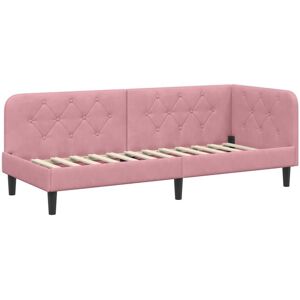 Corner Bed Frame with Headboard Pink 80 x 200 cm Velvet vidaXL Corner Bed Frame with Headboard Pink 80 x 200 cm Velvet vidaXL