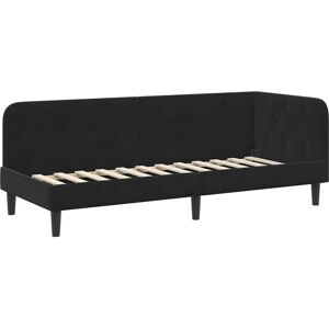 Corner Bed Frame with Headboard Black 80 x 200 cm Velvet vidaXL Corner Bed Frame with Headboard Black 80 x 200 cm Velvet vidaXL