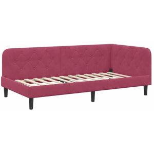 Corner Bed Frame with Headboard Wine Red 100 x 200 cm Velvet vidaXL Corner Bed Frame with Headboard Wine Red 100 x 200 cm Velvet vidaXL