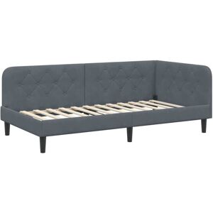 Corner Bed Frame with Headboard Dark Grey 90 x 190 cm Velvet vidaXL Corner Bed Frame with Headboard Dark Grey 90 x 190 cm Velvet vidaXL