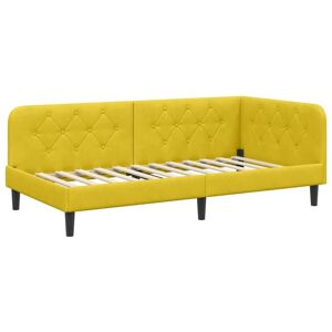 Corner Bed Frame with Headboard Yellow 100 x 200 cm Velvet vidaXL Corner Bed Frame with Headboard Yellow 100 x 200 cm Velvet vidaXL