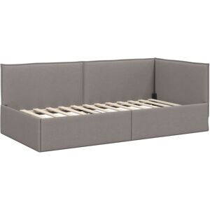 Corner Bed Frame with Headboard Taupe 90 x 190 cm Fabric vidaXL Corner Bed Frame with Headboard Taupe 90 x 190 cm Fabric vidaXL