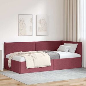 Corner Bed Frame with Headboard Wine red 100 x 200 cm Fabric vidaXL Corner Bed Frame with Headboard Wine red 100 x 200 cm Fabric vidaXL