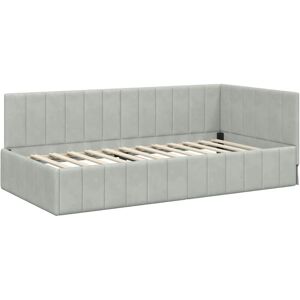 Corner Bed Frame with Headboard Light grey 100 x 200 cm Velvet vidaXL Corner Bed Frame with Headboard Light grey 100 x 200 cm Velvet vidaXL
