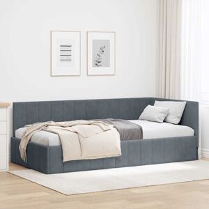 Corner Bed Frame with Headboard Dark grey 100 x 200 cm Velvet vidaXL Corner Bed Frame with Headboard Dark grey 100 x 200 cm Velvet vidaXL
