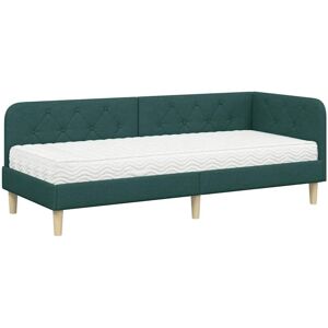 Corner Bed Frame with Mattress Dark Green 80 x 200 cm Fabric vidaXL Corner Bed Frame with Mattress Dark Green 80 x 200 cm Fabric vidaXL
