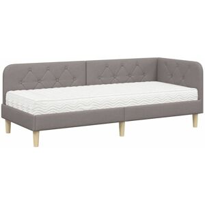 Corner Bed Frame with Mattress Taupe 80 x 200 cm Fabric vidaXL Corner Bed Frame with Mattress Taupe 80 x 200 cm Fabric vidaXL