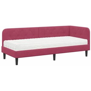 Corner Bed Frame with Mattress Wine Red 80 x 200 cm Velvet vidaXL Corner Bed Frame with Mattress Wine Red 80 x 200 cm Velvet vidaXL