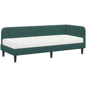 Corner Bed Frame with Mattress Dark Green 80 x 200 cm Velvet vidaXL Corner Bed Frame with Mattress Dark Green 80 x 200 cm Velvet vidaXL