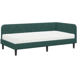 Corner Bed Frame with Mattress Dark Green 100 x 200 cm Velvet vidaXL Corner Bed Frame with Mattress Dark Green 100 x 200 cm Velvet vidaXL