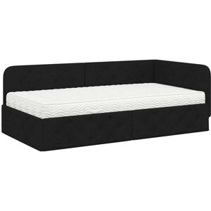 Corner Bed Frame with Mattress Black 100 x 200 cm Fabric vidaXL Corner Bed Frame with Mattress Black 100 x 200 cm Fabric vidaXL