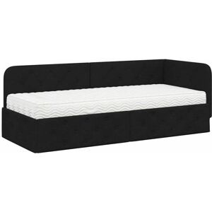 Corner Bed Frame with Mattress Black 80 x 200 cm Fabric vidaXL Corner Bed Frame with Mattress Black 80 x 200 cm Fabric vidaXL