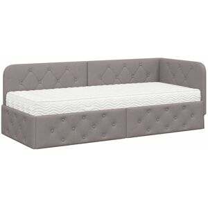 Corner Bed Frame with Mattress Taupe 80 x 200 cm Fabric vidaXL Corner Bed Frame with Mattress Taupe 80 x 200 cm Fabric vidaXL