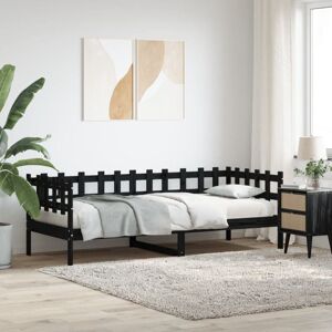 Day Bed without Mattress Black 80x200 cm Solid Wood Pine Vidaxl Day Bed without Mattress Black 80x200 cm Solid Wood Pine Vidaxl