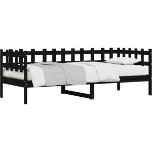 Day Bed without Mattress Black 90x190 cm Single Solid Wood Pine Vidaxl Day Bed without Mattress Black 90x190 cm Single Solid Wood Pine Vidaxl