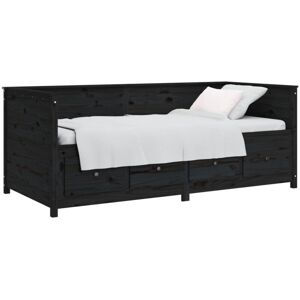 Vidaxl - Day Bed without Mattress Black 80x200 cm Solid Wood Pine Vidaxl - Day Bed without Mattress Black 80x200 cm Solid Wood Pine