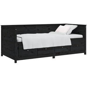 Vidaxl - Day Bed without Mattress Black 75x190 cm Small Single Solid Wood Pine Vidaxl - Day Bed without Mattress Black 75x190 cm Small Single Solid Wood Pine