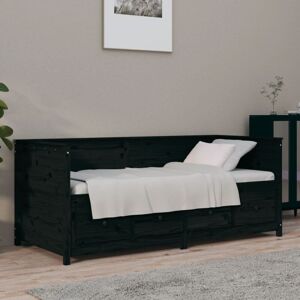 Day Bed without Mattress Black 90x190 cm Single Solid Wood Pine Vidaxl Day Bed without Mattress Black 90x190 cm Single Solid Wood Pine Vidaxl