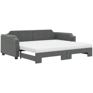 Daybed with Trundle and Mattresses Dark Grey 90x190 cm Fabric vidaXL Daybed with Trundle and Mattresses Dark Grey 90x190 cm Fabric vidaXL