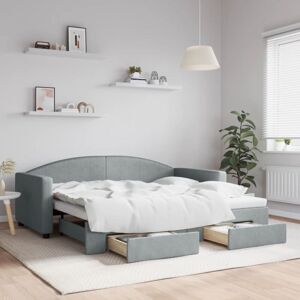 Daybed with Trundle&Drawers without Mattress Light Grey 90x190 cm Single vidaXL Daybed with Trundle&Drawers without Mattress Light Grey 90x190 cm Single vidaXL