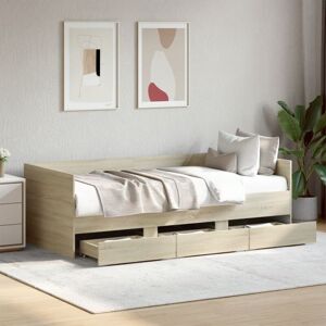 Daybed with Drawers without Mattress Sonoma Oak 75x190 cm Small Single Vidaxl Daybed with Drawers without Mattress Sonoma Oak 75x190 cm Small Single Vidaxl