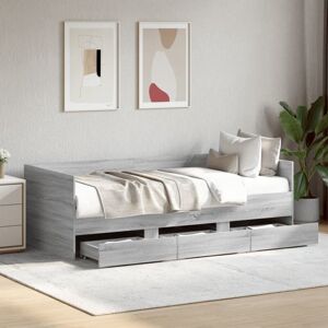 Daybed with Drawers without Mattress Grey Sonoma 100x200 cm Vidaxl Daybed with Drawers without Mattress Grey Sonoma 100x200 cm Vidaxl