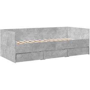 Daybed with Drawers without Mattress Concrete Grey 90x190 cm Single Vidaxl Daybed with Drawers without Mattress Concrete Grey 90x190 cm Single Vidaxl