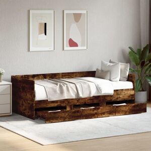 Daybed with Drawers without Mattress Smoked Oak 100x200 cm Vidaxl Daybed with Drawers without Mattress Smoked Oak 100x200 cm Vidaxl