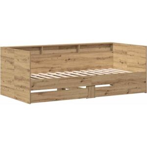 Daybed Frame with Drawers with Storage Artisan oak 90 x 200 cm Vidaxl Daybed Frame with Drawers with Storage Artisan oak 90 x 200 cm Vidaxl