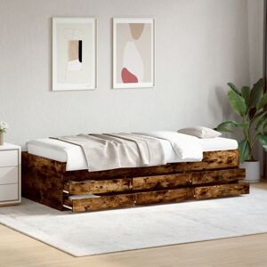 Daybed with Drawers without Mattress Smoked Oak 100x200 cm Vidaxl Daybed with Drawers without Mattress Smoked Oak 100x200 cm Vidaxl