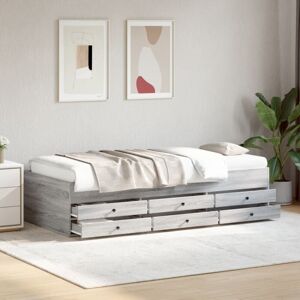 Daybed with Drawers without Mattress Grey Sonoma 90x190 cm Single Vidaxl Daybed with Drawers without Mattress Grey Sonoma 90x190 cm Single Vidaxl