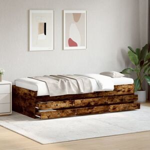 Daybed with Drawers without Mattress Smoked Oak 90x200 cm Vidaxl Daybed with Drawers without Mattress Smoked Oak 90x200 cm Vidaxl
