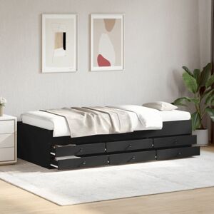 Daybed with Drawers without Mattress Black 90x200 cm Vidaxl Daybed with Drawers without Mattress Black 90x200 cm Vidaxl