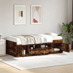 Daybed with Drawers without Mattress Smoked Oak 100x200 cm vidaXL Daybed with Drawers without Mattress Smoked Oak 100x200 cm vidaXL