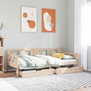 Daybed with Drawers without Mattress 90x200 cm Solid Wood Vidaxl Daybed with Drawers without Mattress 90x200 cm Solid Wood Vidaxl