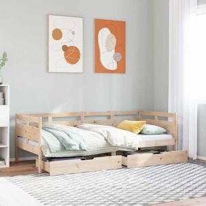 Daybed with Drawers without Mattress 90x200 cm Solid Wood Vidaxl Daybed with Drawers without Mattress 90x200 cm Solid Wood Vidaxl
