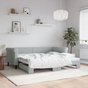 Daybed with Trundle without Mattress Light Grey 90x190 cm Single vidaXL Daybed with Trundle without Mattress Light Grey 90x190 cm Single vidaXL