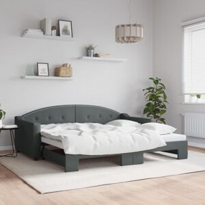 Daybed with Trundle without Mattress Dark Grey 90x190 cm Single vidaXL Daybed with Trundle without Mattress Dark Grey 90x190 cm Single vidaXL