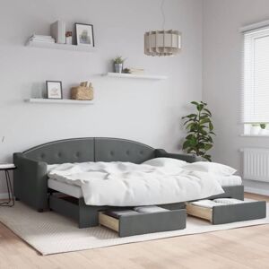 Daybed with Trundle and Drawers Light Grey 90x190 cm Fabric vidaXL Daybed with Trundle and Drawers Light Grey 90x190 cm Fabric vidaXL