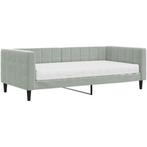 Daybed with Mattress Light Grey 90x190 cm Velvet vidaXL Daybed with Mattress Light Grey 90x190 cm Velvet vidaXL