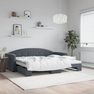 Daybed with Trundle without Mattress Dark Grey 90x190 cm Single vidaXL Daybed with Trundle without Mattress Dark Grey 90x190 cm Single vidaXL