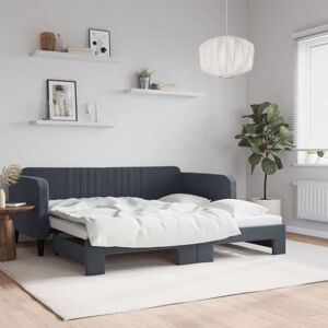 Daybed with Trundle without Mattress Dark Grey 90x190 cm Single vidaXL Daybed with Trundle without Mattress Dark Grey 90x190 cm Single vidaXL