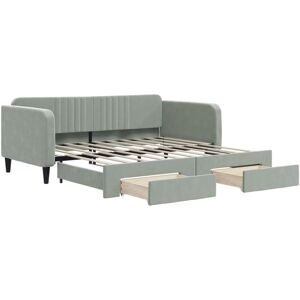 Daybed with Trundle&Drawers without Mattress Light Grey 90x190 cm Single vidaXL Daybed with Trundle&Drawers without Mattress Light Grey 90x190 cm Single vidaXL
