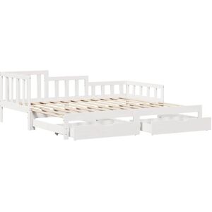 Vidaxl - Daybed with Trundle and Drawers without Mattress White 90x190 cm Single Vidaxl - Daybed with Trundle and Drawers without Mattress White 90x190 cm Single