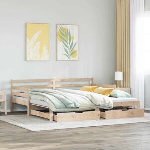 Daybed with Trundle and Drawers without Mattress 80x200 cm Vidaxl Daybed with Trundle and Drawers without Mattress 80x200 cm Vidaxl