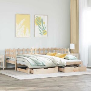 Daybed with Trundle and Drawers without Mattress 90x200 cm Vidaxl Daybed with Trundle and Drawers without Mattress 90x200 cm Vidaxl